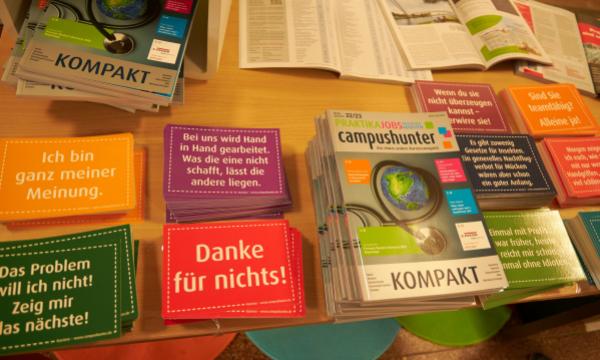 colourful slogan cards on a table