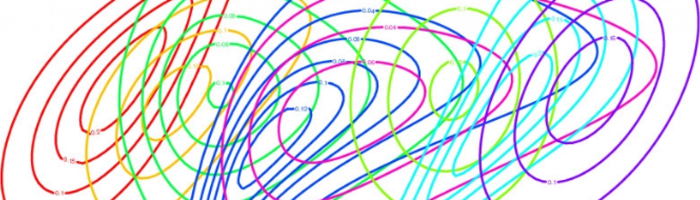 Colourful curved circles are intertwined with each other