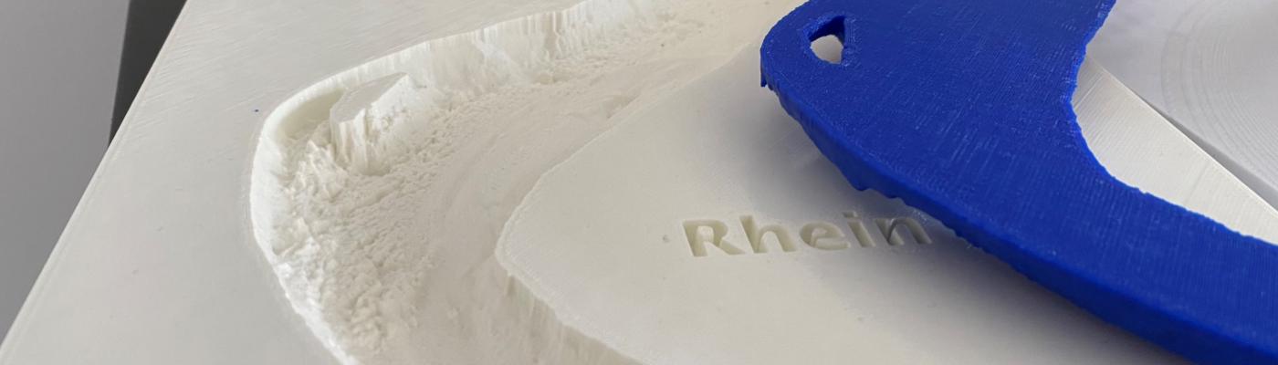 3D-gedrucktes Modell des Rheinflusses